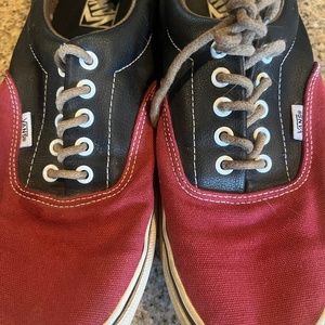 Vans Black leather red canvas